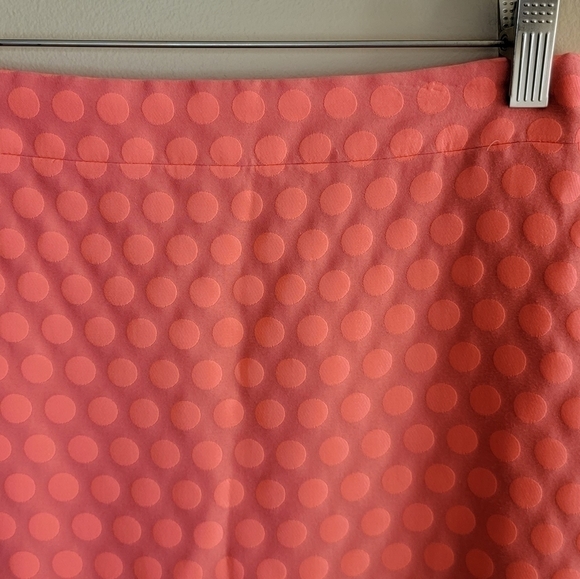 J. Crew Factory | The Pencil Skirt in a Neon Coral Orange Dot Print - Picture 3 of 5